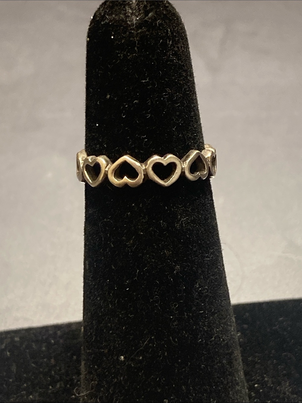 Delicate Heart Link Ring 925 Silver Size 4